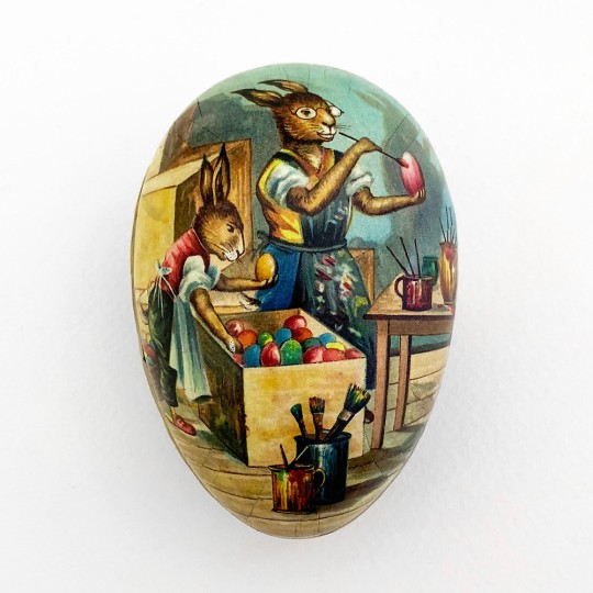 3-1/2" Vintage Easter Egg Workshop Papier Mache Easter Egg Container ~ Germany